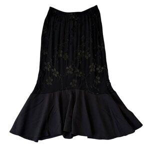 Spencer Alexis Midi Ruffle Hem Floral Skirt Size M Petite Black Fairycore Goth